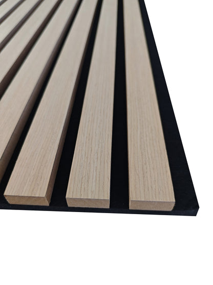 Set di 2/3 pannelli decorativi fonoassorbenti in legno MDF, 260 cm × 30 cm, Sp 21 mm, Color rovere naturale/chiaro/scuro/noce/grigio chiaro (Copy)#Color rovere naturale