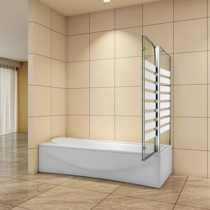 Aica H.140 cm Sopravasca da Bagno con Lato Fisso 2 Ante Pieghevoli verso Sinistro/Destro Vetro 6mm Anticalcare in Serigrafato Bianco Opaco