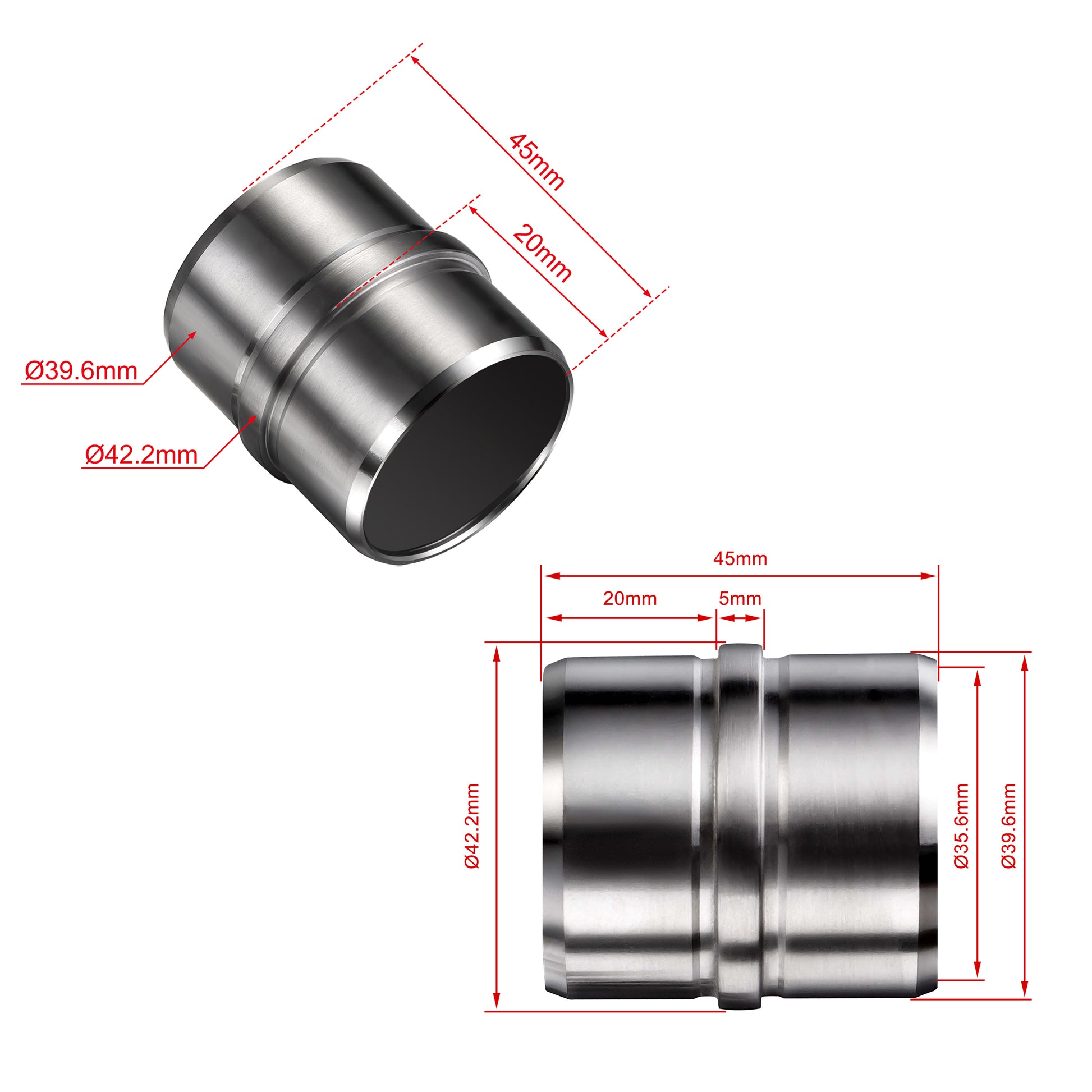 Connettore regolabile /Connettore dritto in acciaio inox 304 per corrimano Ø42.2/42.4mm parete#Argento spazzolato