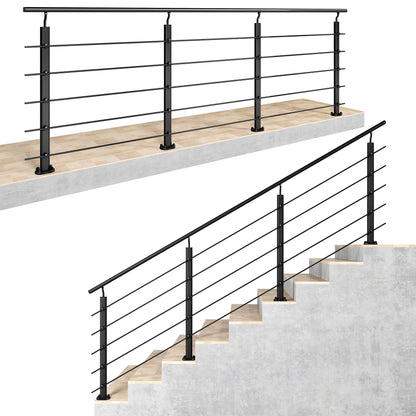 Ringhiera Parapetto in Alluminio Argento o Nero Opaco — Disponibile in 3 Misure: L. 100/150/200 cm — Montaggio a Pavimento per Interni ed Esterni#Nero