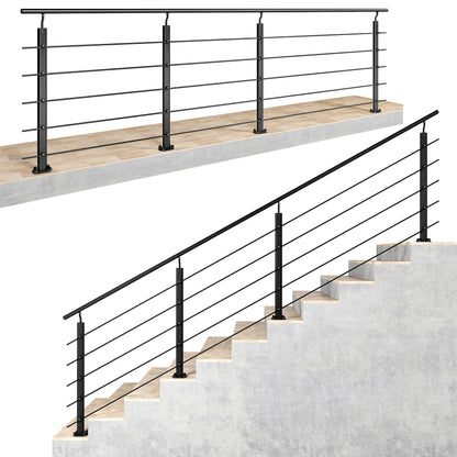Ringhiera Parapetto in Alluminio Argento o Nero Opaco — Disponibile in 3 Misure: L. 100/150/200 cm — Montaggio a Pavimento per Interni ed Esterni#Nero