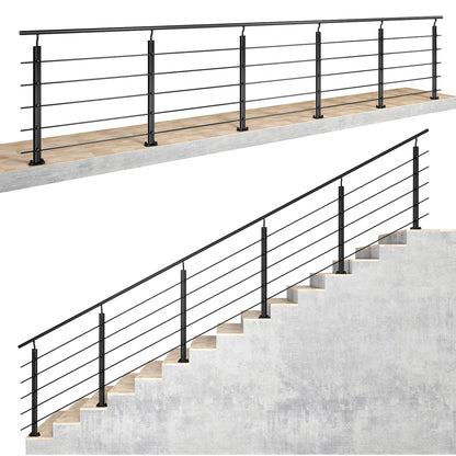 Ringhiera Parapetto in Alluminio Argento o Nero Opaco — Disponibile in 3 Misure: L. 100/150/200 cm — Montaggio a Pavimento per Interni ed Esterni#Nero