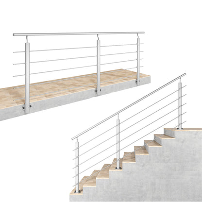 Ringhiera Parapetto in Alluminio Argento o Nero Opaco — Disponibile in 3 Misure: L. 100/150/200 cm — Montaggio a Pavimento per Interni ed Esterni#Argento