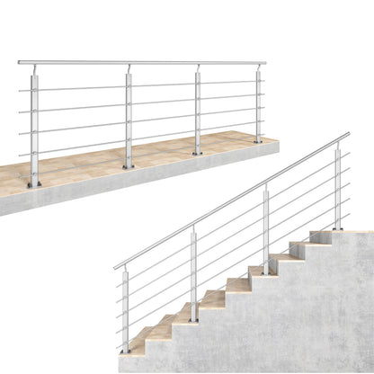 Ringhiera Parapetto in Alluminio Argento o Nero Opaco — Disponibile in 3 Misure: L. 100/150/200 cm — Montaggio a Pavimento per Interni ed Esterni#Argento