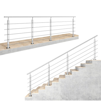 Ringhiera Parapetto in Alluminio Argento o Nero Opaco — Disponibile in 3 Misure: L. 100/150/200 cm — Montaggio a Pavimento per Interni ed Esterni#Argento