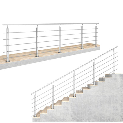 Ringhiera Parapetto in Alluminio Argento o Nero Opaco — Disponibile in 3 Misure: L. 100/150/200 cm — Montaggio a Pavimento per Interni ed Esterni#Argento