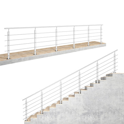 Ringhiera Parapetto in Alluminio Argento o Nero Opaco — Disponibile in 3 Misure: L. 100/150/200 cm — Montaggio a Pavimento per Interni ed Esterni#Argento