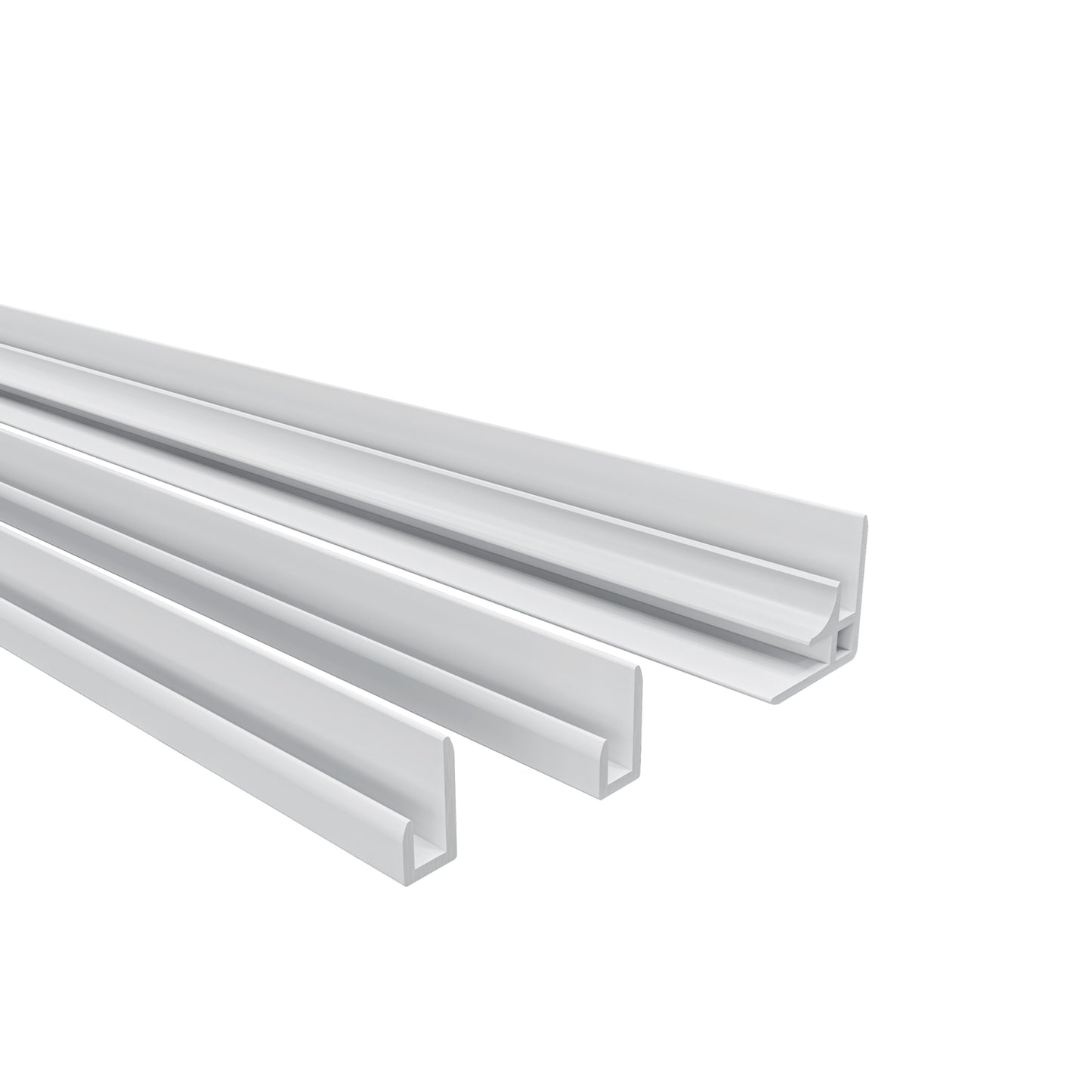 H.210cm Pannello Doccia ad Angolo Realizzato in Alluminio da 3mm con Profili Finitura Bianco Opaco per Rivestimento Parete Bagno