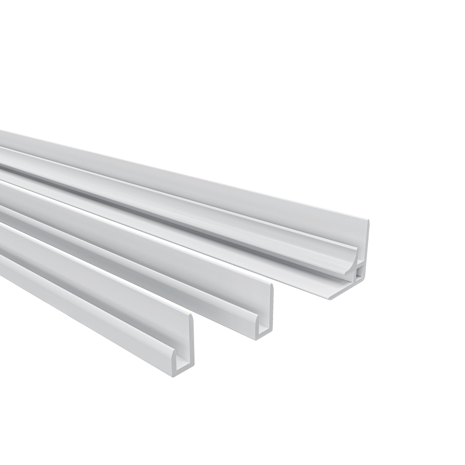 H.210cm Pannello Doccia ad Angolo Realizzato in Alluminio da 3mm con Profili Finitura Bianco Opaco per Rivestimento Parete Bagno