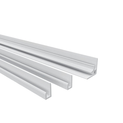 H.210cm Pannello Doccia ad Angolo Realizzato in Alluminio da 3mm con Profili Finitura Bianco Opaco per Rivestimento Parete Bagno