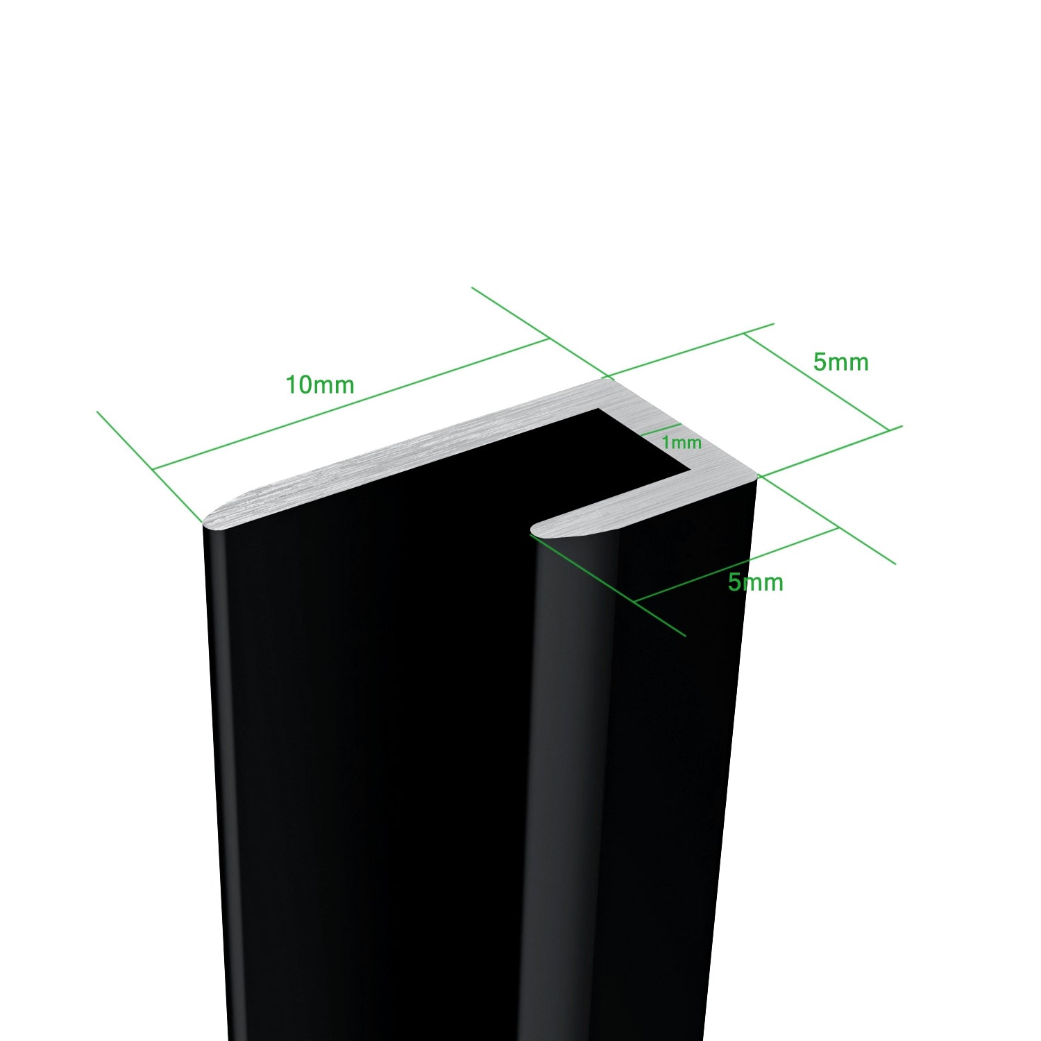 H.210 cm Pannello Doccia ad Angolo Realizzato in Alluminio da 3 mm con Profili Finitura Nero Opaco per Rivestimento Parete Bagno