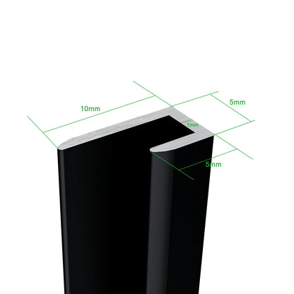 Pannello Doccia Realizzato in Alluminio Spessore 3mm con Profili Finitura Nero Opaco per Rivestimento Parete Bagno