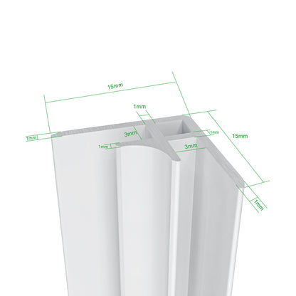 Pannello doccia angolare H.210 cm, disponibile in più misure, realizzato in alluminio da 3 mm con finitura bianco avorio, adatto per l'arredo delle pareti del bagno