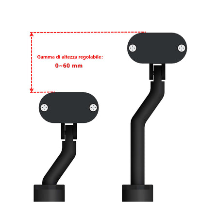 Ringhiera Balaustra in Alluminio Nero Opaco o Argento Opaco L. 100/150/200 cm a Montaggio a Pavimento, con Supporto di Collegamento a Parete#Nero