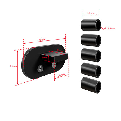 Ringhiera Parapetto in Alluminio Nero Opaco o Argento Opaco L. 100/150/200 cm a Montaggio a Parete, con supporto di collegamento a Parete#Nero