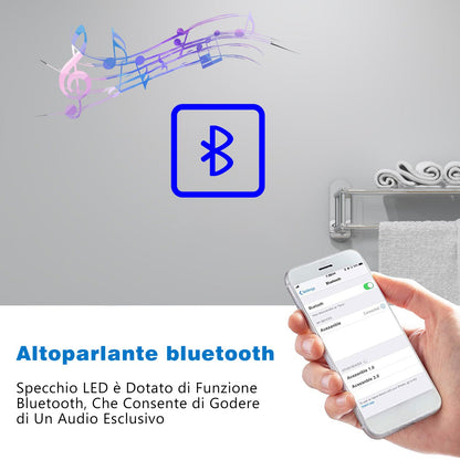 Aica Specchio Tondo LED da Bagno, Temperatura Colore Opzionale, Anti-appannamento, Facile da Installare,Tocco, IP44, Retroilluminato