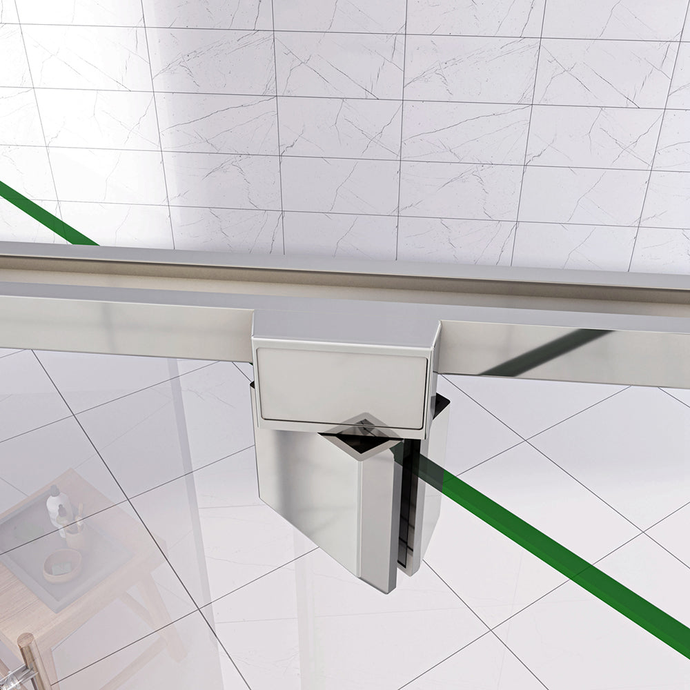 185cm Box Doccia Angolare Porta Girevole Battente con Parete Fissa in Vetro Temperato Trasparente 5mm Profilo Cromo Lucido