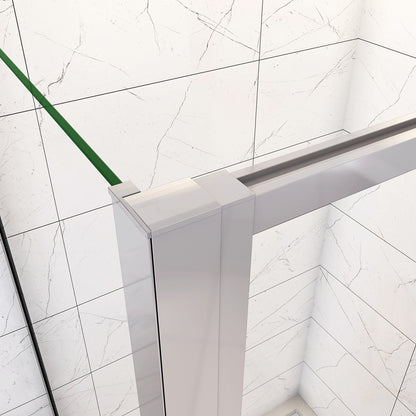 185cm Box Doccia a Tre Lati Porta Girevole Battente con Doppia Parete Fissa Vetro Temperato Trasparente 5mm Profilo Cromo Lucido