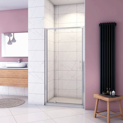 185cm Box Doccia per Nicchia Porta Girevole Battente Vetro Temperato 5 mm Trasparente Profili Cromati Lucidi Misura