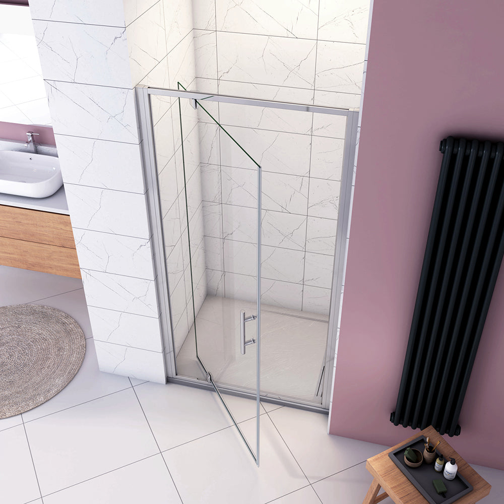 185cm Box Doccia per Nicchia Porta Girevole Battente Vetro Temperato 5 mm Trasparente Profili Cromati Lucidi Misura