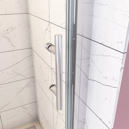 185cm Box Doccia per Nicchia Porta Girevole Battente Vetro Temperato 5 mm Trasparente Profili Cromati Lucidi Misura