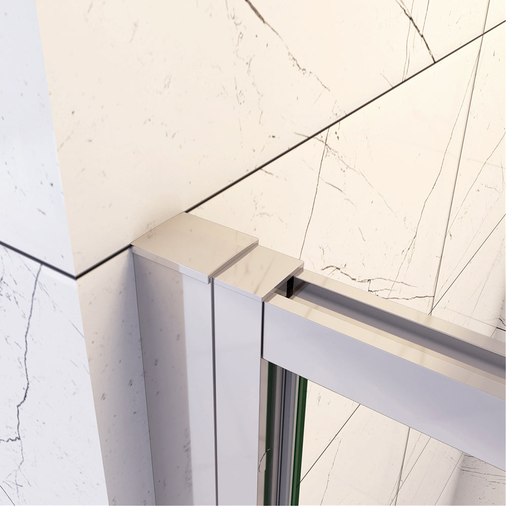 185cm Box Doccia per Nicchia Porta Girevole Battente Vetro Temperato 5 mm Trasparente Profili Cromati Lucidi Misura