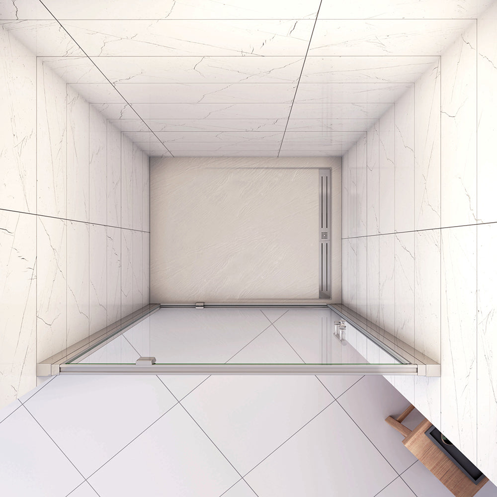 185cm Box Doccia per Nicchia Porta Girevole Battente Vetro Temperato 5 mm Trasparente Profili Cromati Lucidi Misura