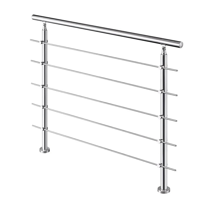 Balaustra Ringhiera Corrimano in acciaio inox spazzolato 5 barre trasversali