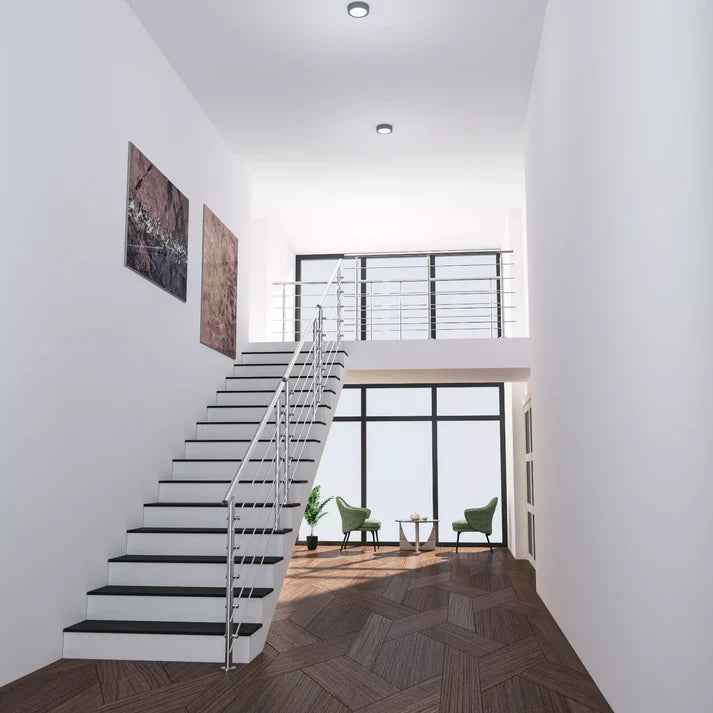 Balaustra Ringhiera Corrimano in acciaio inox spazzolato 5 barre trasversali