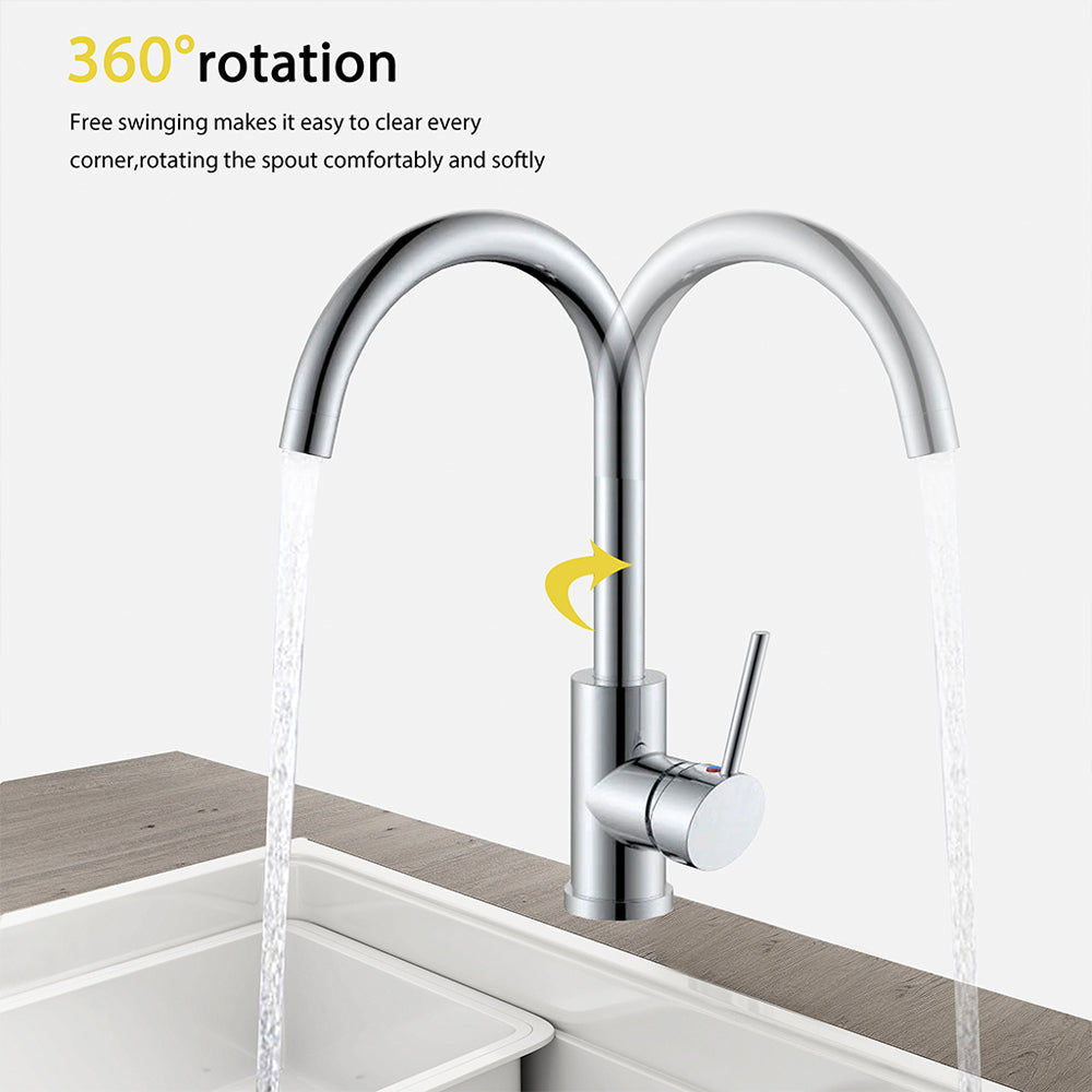 Rubinetto da Cucina, Miscelatore Monocomando per Lavello, Miscelatore Monocomando per Lavello in Acciaio Inox, Ruotabile di 360°