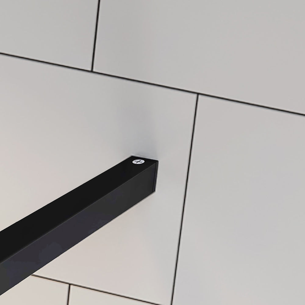 Parete Fissa Doccia Walk In Vetro Temperato Trasparente Anticalcare 6mm con Barra Stabilizzatrice Nero Opaco