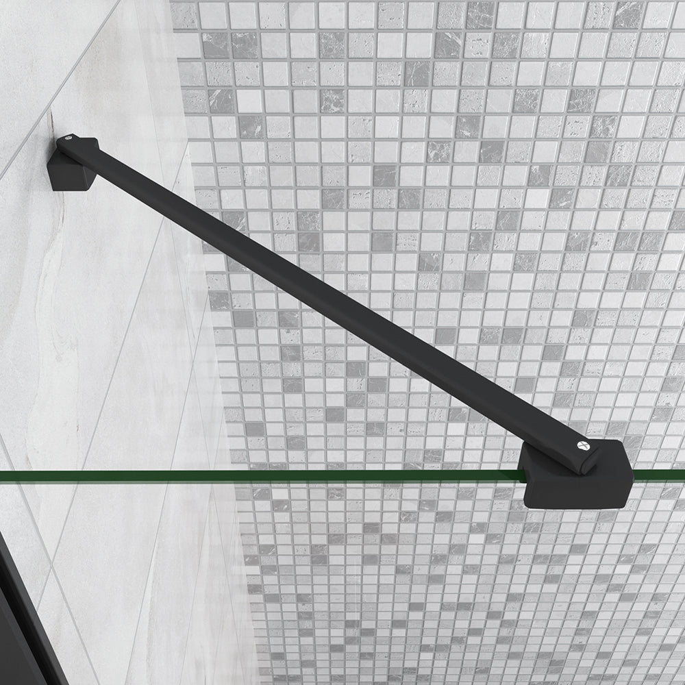 Barra Stabilizzatrice per Rinforzare Vetro di Box Doccia Nero Opaco Vari Modelli C - Lunghezza 45cm, Adatta per il vetro in spessore 6-8mm