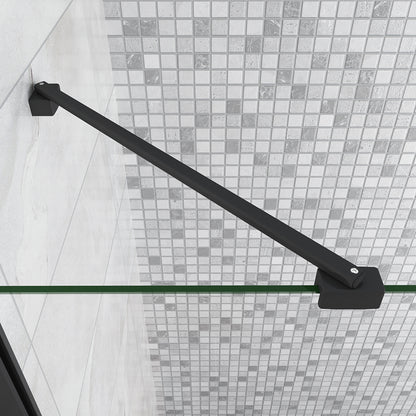 Barra Stabilizzatrice per Rinforzare Vetro di Box Doccia Nero Opaco Vari Modelli C - Lunghezza 45cm, Adatta per il vetro in spessore 6-8mm