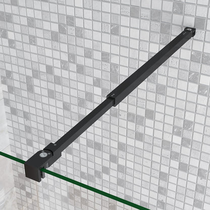 Barra Stabilizzatrice per Rinforzare Vetro di Box Doccia Nero Opaco Vari Modelli E - Lunghezza 73-120cm, Adatta per il vetro in spessore 6-10mm
