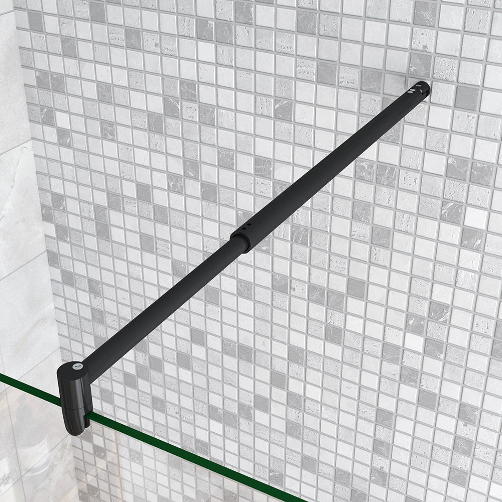 Barra Stabilizzatrice per Rinforzare Vetro di Box Doccia Nero Opaco Vari Modelli D - Lunghezza 70-120cm, Adatta per il vetro in spessore 6-10mm