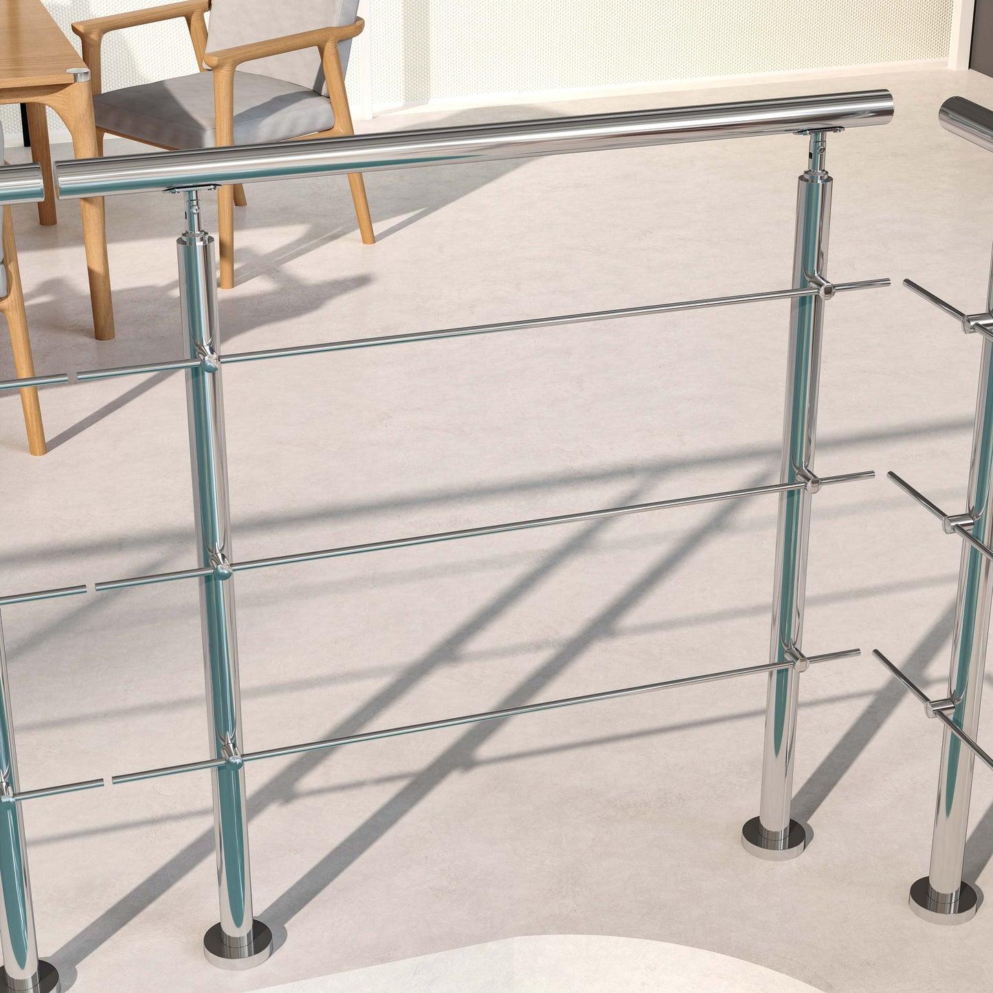 Balaustra Ringhiera Corrimano in acciaio inox 304 spazzolato 3 barre trasversali