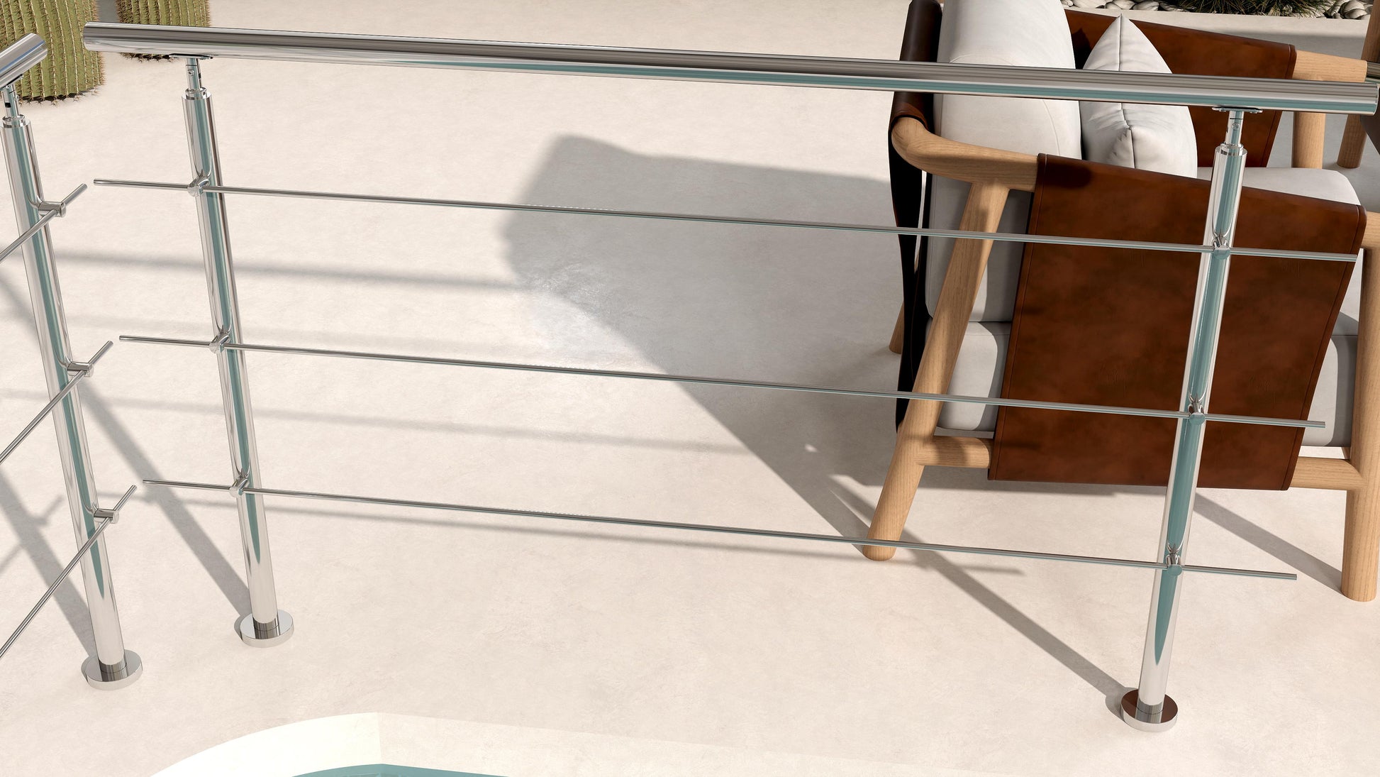 Balaustra Ringhiera Corrimano in acciaio inox 304 spazzolato 3 barre trasversali