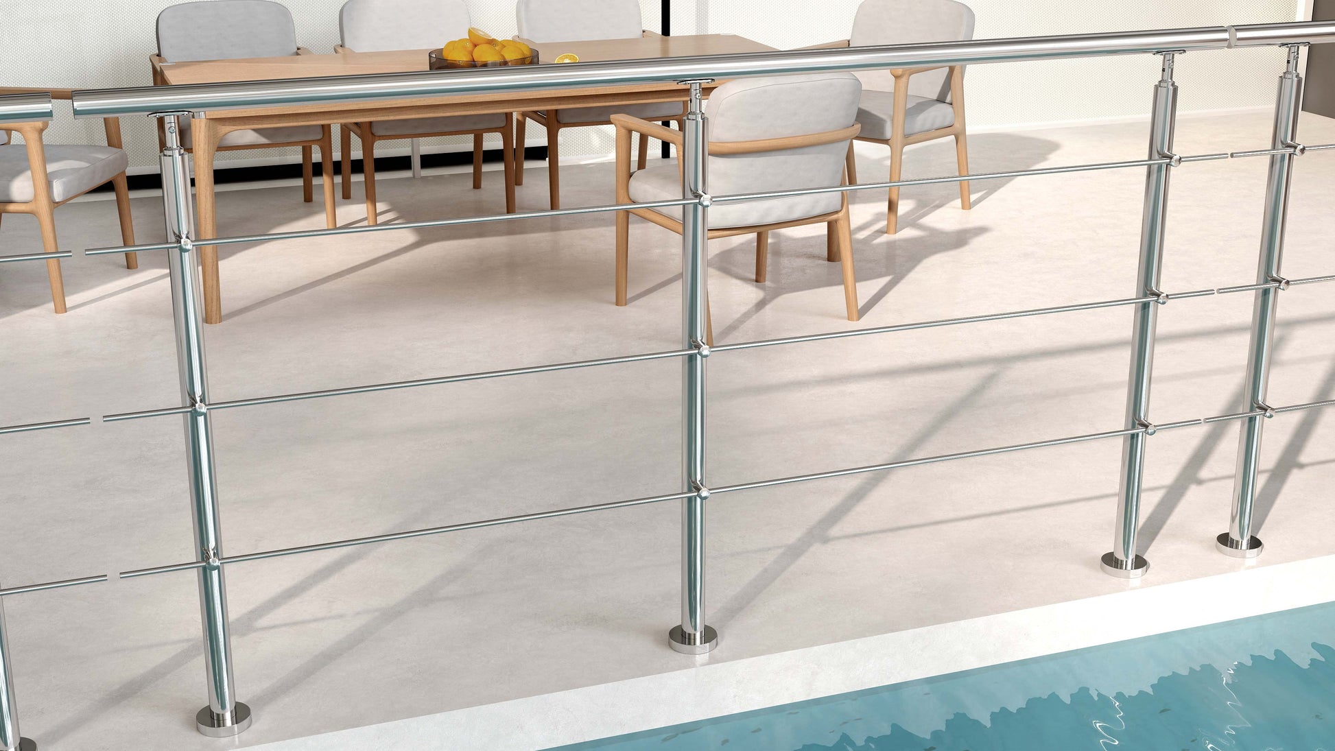 Balaustra Ringhiera Corrimano in acciaio inox 304 spazzolato 3 barre trasversali