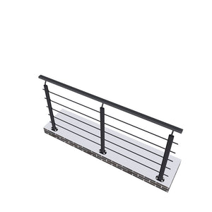Ringhiera Parapetto in Alluminio Argento o Nero Opaco 200x100cm per interni ed esterni a Fissaggio a Pavimento