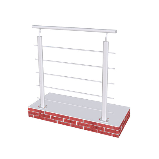 Ringhiera Parapetto in Alluminio Argento o Nero Opaco 100x100cm per interni ed esterni a Fissaggio a Pavimento Argento opaco