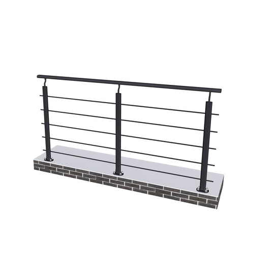 Ringhiera Parapetto in Alluminio Argento o Nero Opaco 200x100cm per interni ed esterni a Fissaggio a Pavimento Nero Opaco