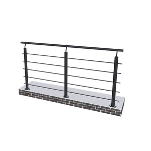 Ringhiera Parapetto in Alluminio Argento o Nero Opaco 200x100cm per interni ed esterni a Fissaggio a Pavimento