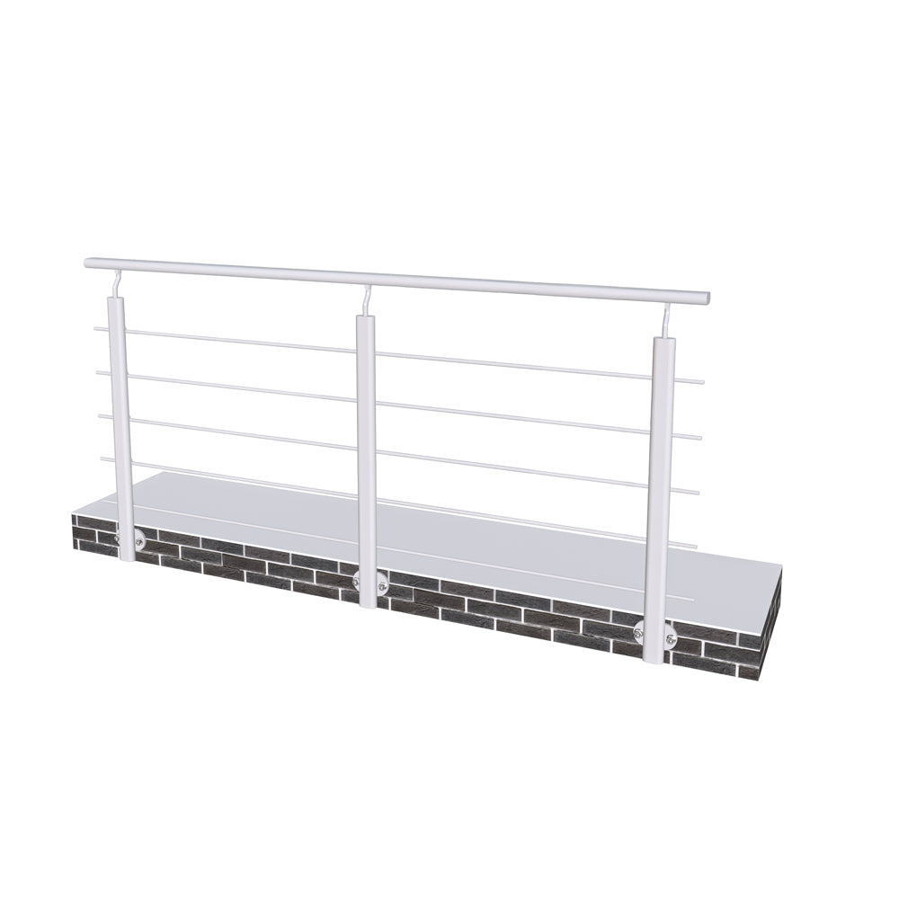 Ringhiera Parapetto in Alluminio Argento o Nero Opaco 200x100cm per interni ed esterni a Fissaggio a Parete Argento Opaco