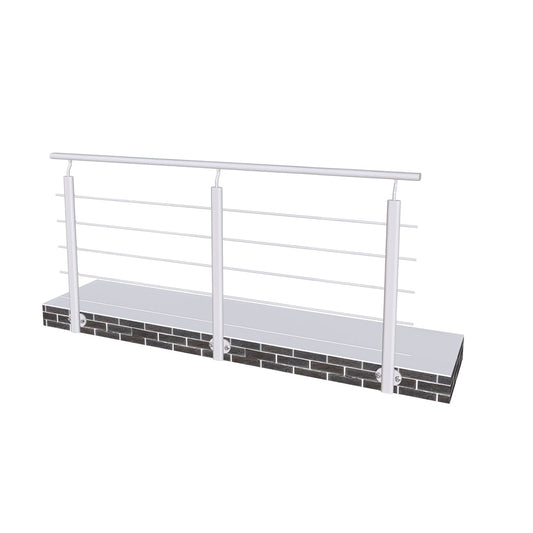 Ringhiera Parapetto in Alluminio Argento o Nero Opaco 200x100cm per interni ed esterni a Fissaggio a Parete Argento Opaco