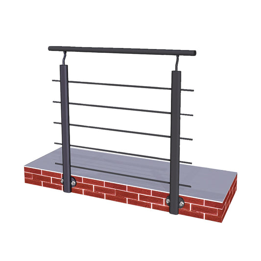 Ringhiera Parapetto in Alluminio Argento o Nero Opaco 100x100cm per interni ed esterni a Fissaggio a Parete Nero opaco