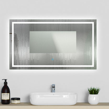 Aica Specchio da Bagno Rettangolare a LED Specchio da Toeletta Specchio da Parete, Luce Bianca 6000K, Anti-fog, Tocco,IP44