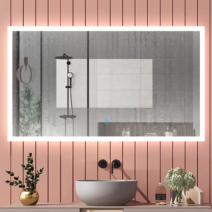 Aica Specchio quadrato cm 100??60 da parete con Led, Anti-appannamento, Luce Bianca 6000K, IP44