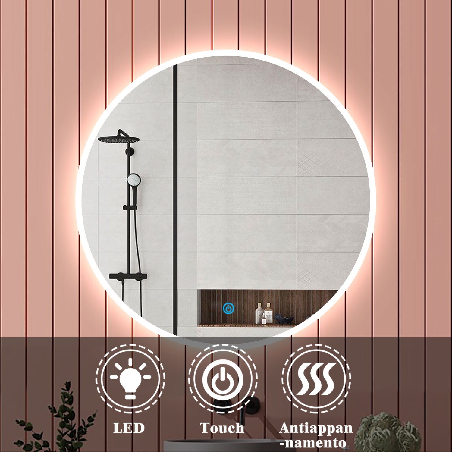 S'AFIELINA Specchio da bagno con luci a LED,60 x 45 cm,con interruttore Smart Touch,luce dimmerabile in 3 colori,anti-appannamento,funzione memoria,retroilluminato,specchio bagno asimmetrico S'AFIELINA Specchio da bagno con luci a LED,60 x 45 cm,con interruttore Smart Touch,luce dimmerabile in 3 colori,anti-appannamento,funzione memoria,retroilluminato,specchio bagno asimmetrico