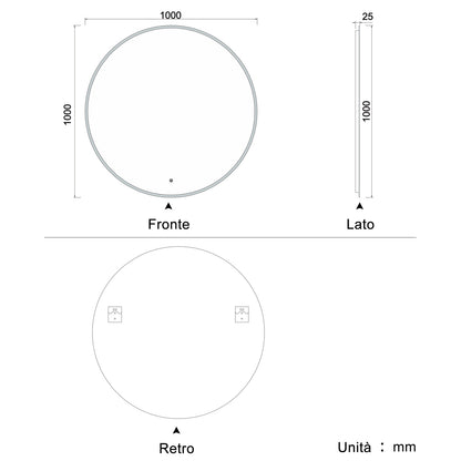 Aica Specchio Tondo LED da Bagno, Temperatura Colore Opzionale, Anti-appannamento, Facile da Installare,Tocco, IP44, Retroilluminato