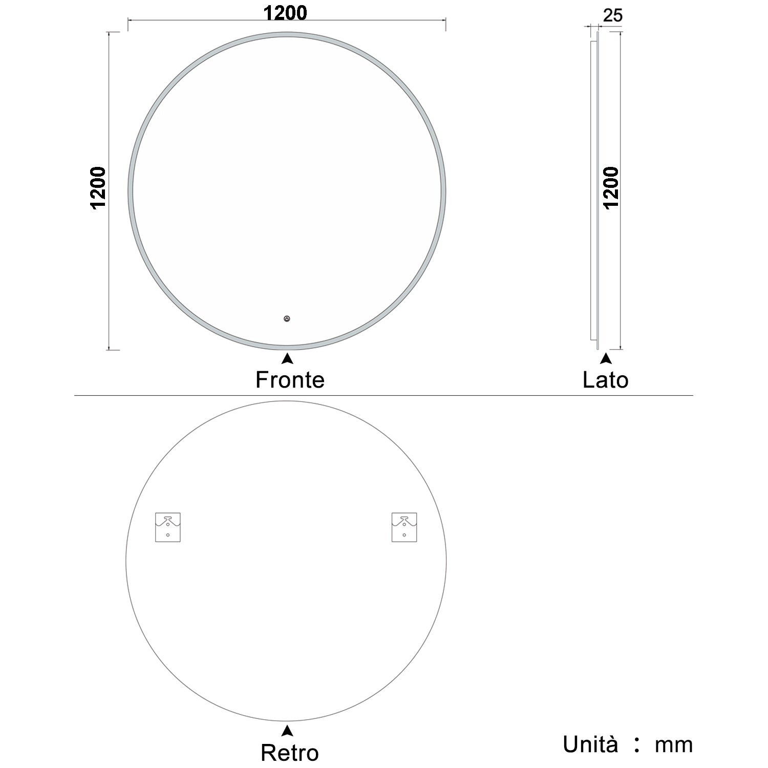 Aica Specchio Tondo LED da Bagno, Temperatura Colore Opzionale, Anti-appannamento, Facile da Installare,Tocco, IP44, Retroilluminato